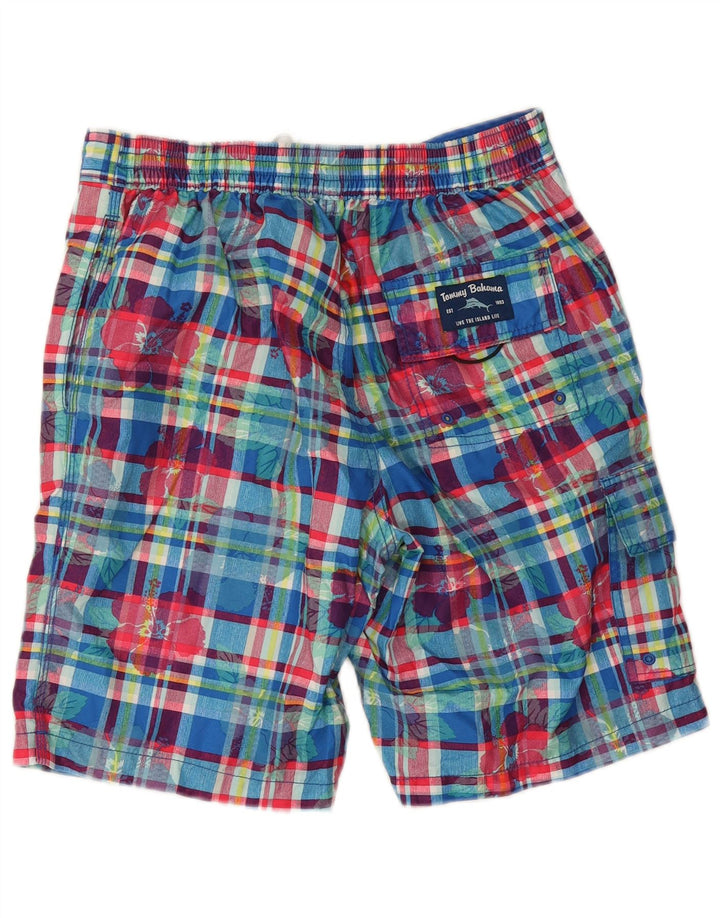 Shorts de natação masculino Tommy Bahama pequeno xadrez azul