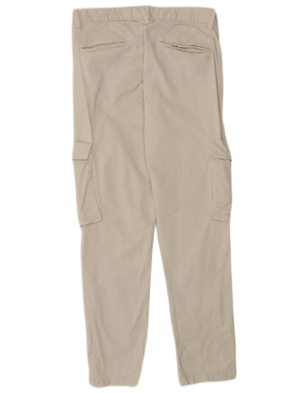Zara Mens Slim Cargo Calças EU 38 Pequeno W30 L28 Algodão Branco