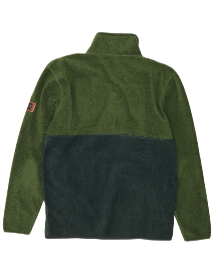 Jumper de lã masculino vintage com zíper e pescoço em poliéster verde médio Colourblock