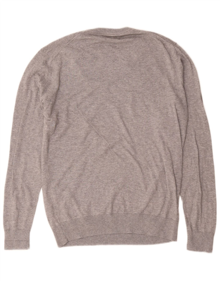 Suéter masculino Zara com decote em V grande algodão manchado cinza