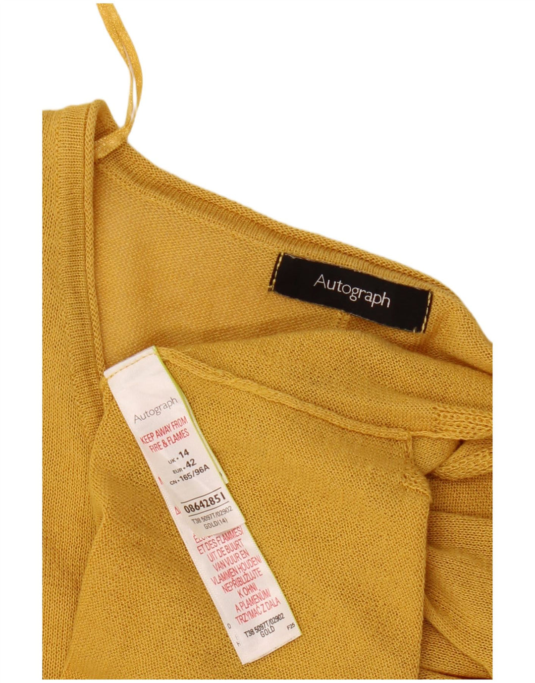Blusa feminina Marks & Spencer Autograph Crop oversized Reino Unido 14 grande ouro