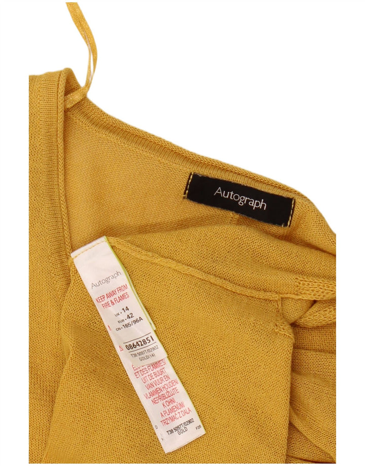 Blusa feminina Marks & Spencer Autograph Crop oversized Reino Unido 14 grande ouro