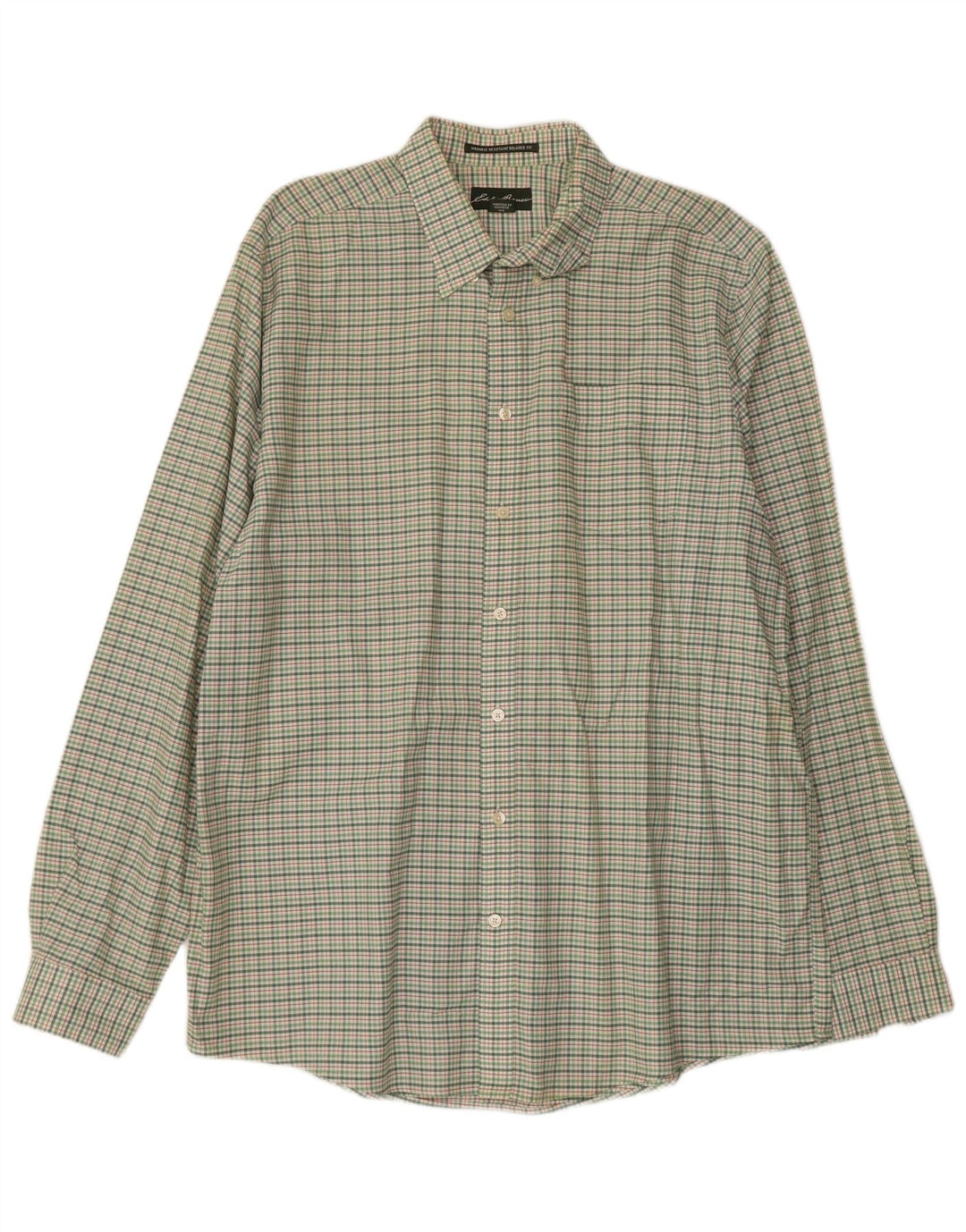 Camisa masculina de flanela alta e relaxada Eddie Bauer XL verde algodão xadrez