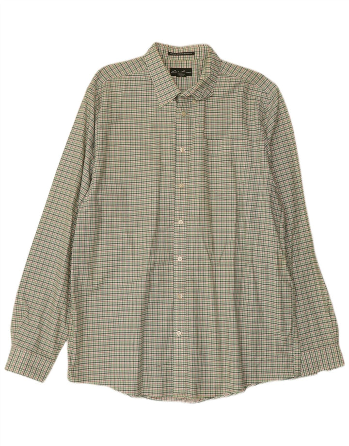 Camisa masculina de flanela alta e relaxada Eddie Bauer XL verde algodão xadrez
