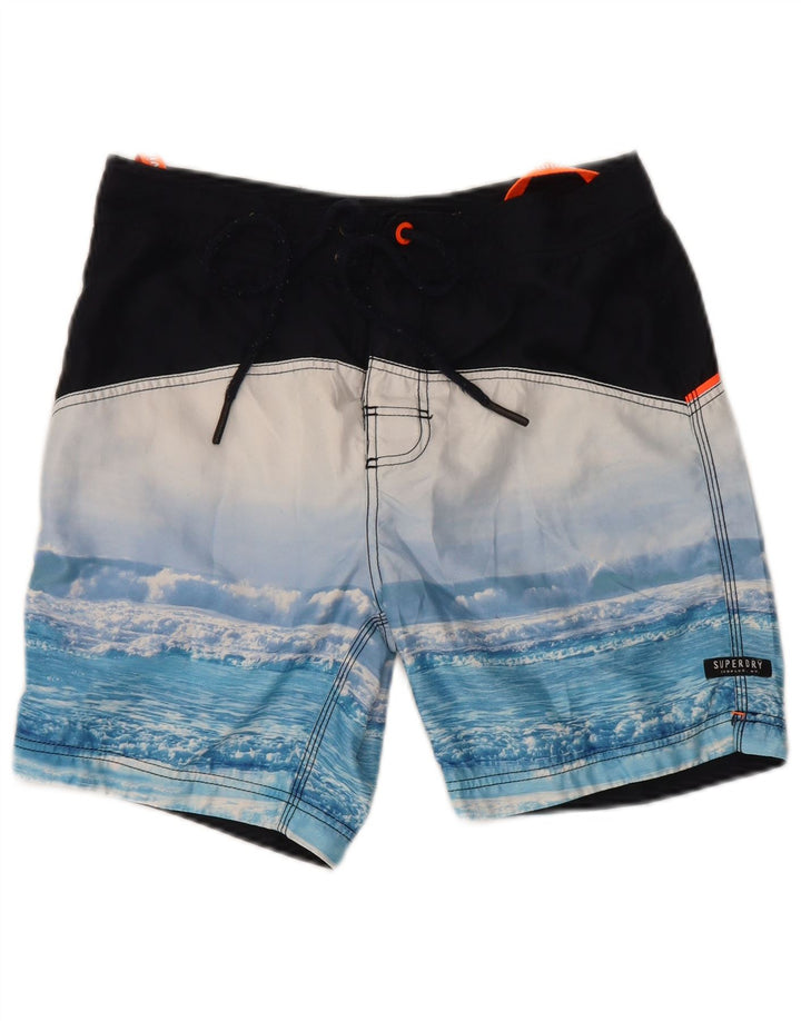 Shorts de natação masculino Superdry Graphic Regular pequeno poliéster azul