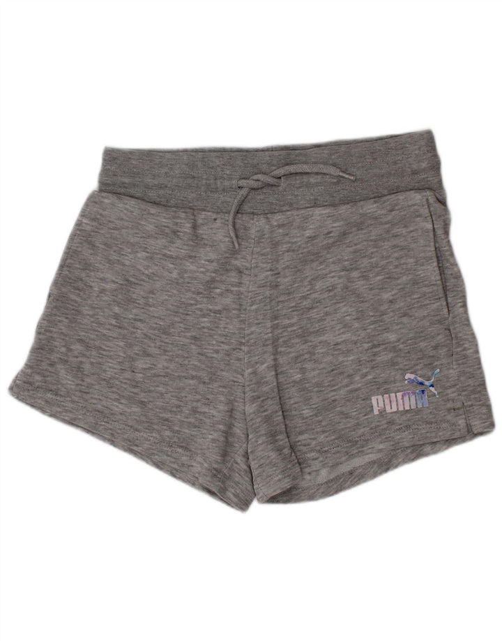 Shorts esportivos gráficos Puma para meninas 11-12 anos cinza médio