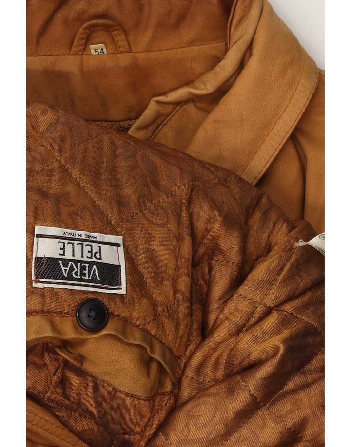 Jaqueta de couro masculina vintage IT 54 2XL bege