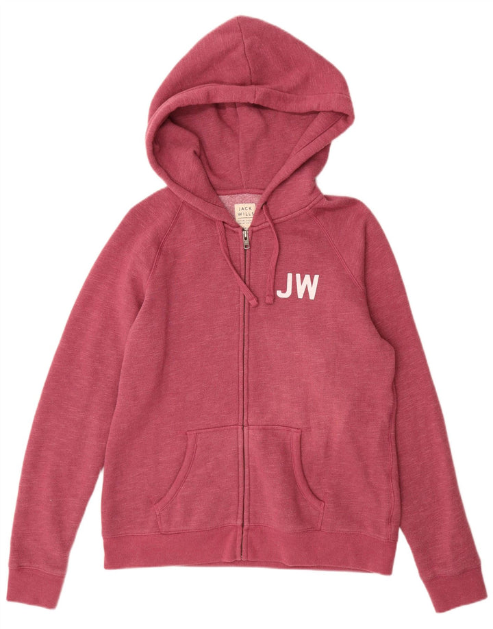 JACK WILLS Suéter feminino com capuz e zíper Reino Unido 16 grande Borgonha manchado