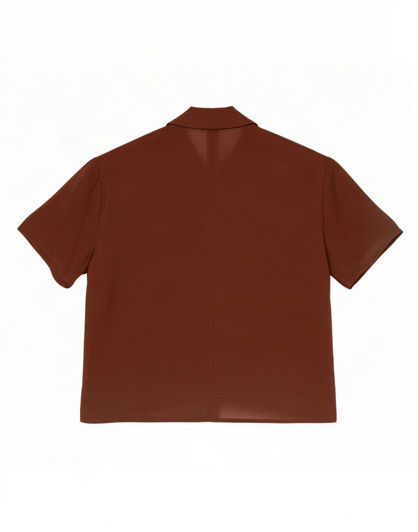 Vintage Womens Shirt Blouse UK 12 Medium Brown