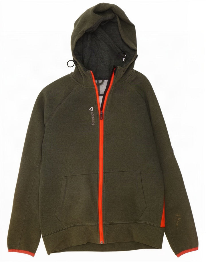 Suéter Reebok Masculino Zip com Capuz Médio Algodão Verde