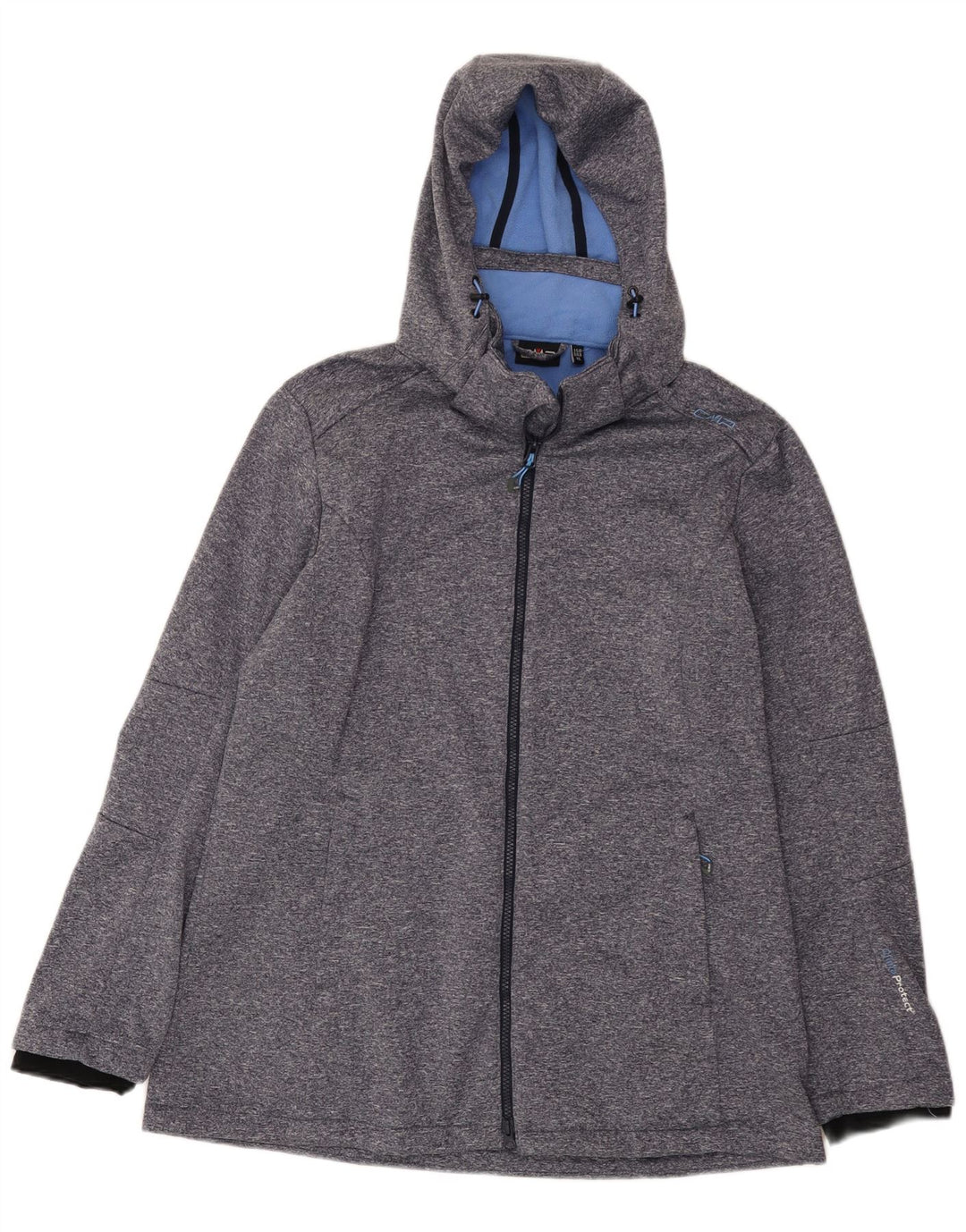 Jaqueta corta-vento feminina CMP com capuz UK 18 XL poliéster manchado azul