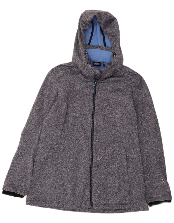 Jaqueta corta-vento feminina CMP com capuz UK 18 XL poliéster manchado azul