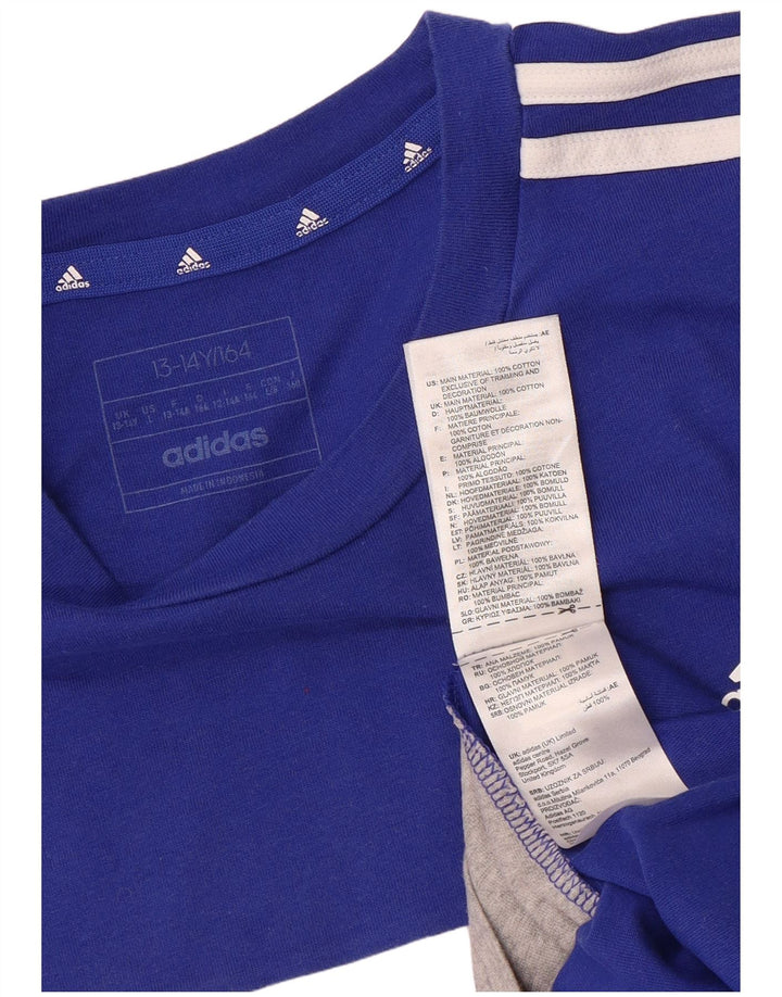 Camiseta Adidas Menino 13-14 Anos Azul Algodão