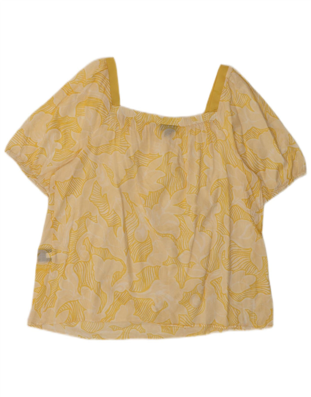 Blusa cropped feminina MOSSIMO Reino Unido 16 grande algodão floral amarelo