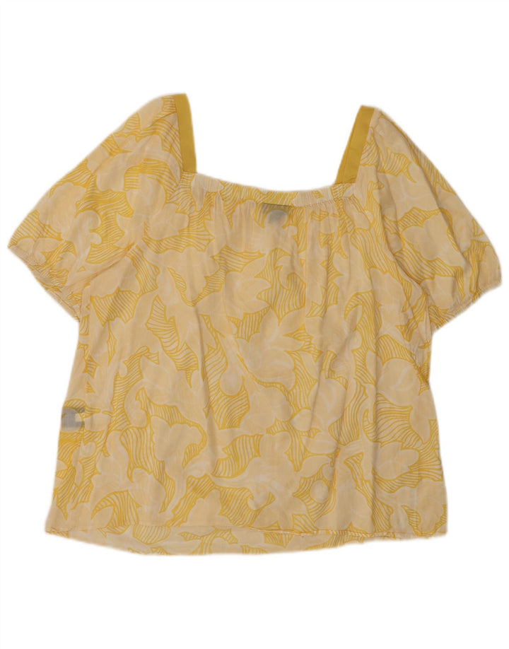 Blusa cropped feminina MOSSIMO Reino Unido 16 grande algodão floral amarelo