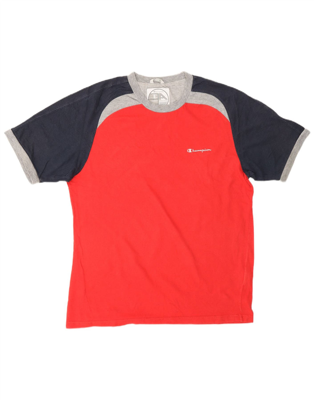 Camiseta masculina CHAMPION Top XL algodão colorblock vermelho