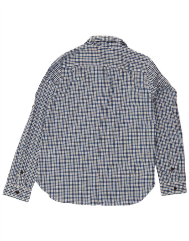 Camisa feminina Patagonia UK 14 algodão xadrez azul médio