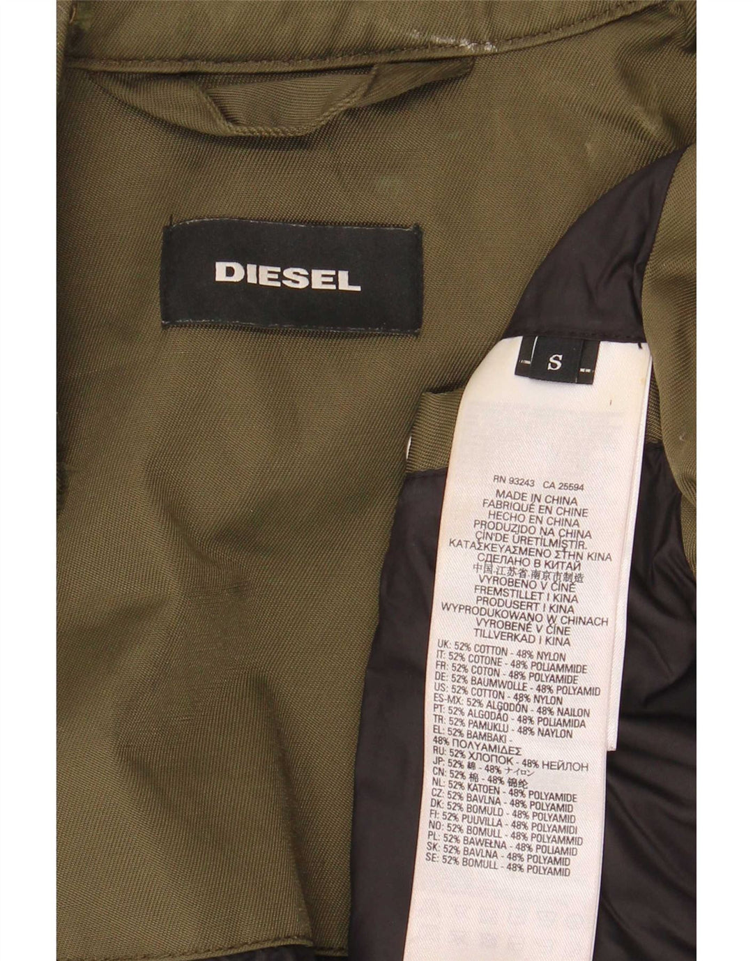 Jaqueta Bomber Masculina Diesel UK 36 Pequena Caqui