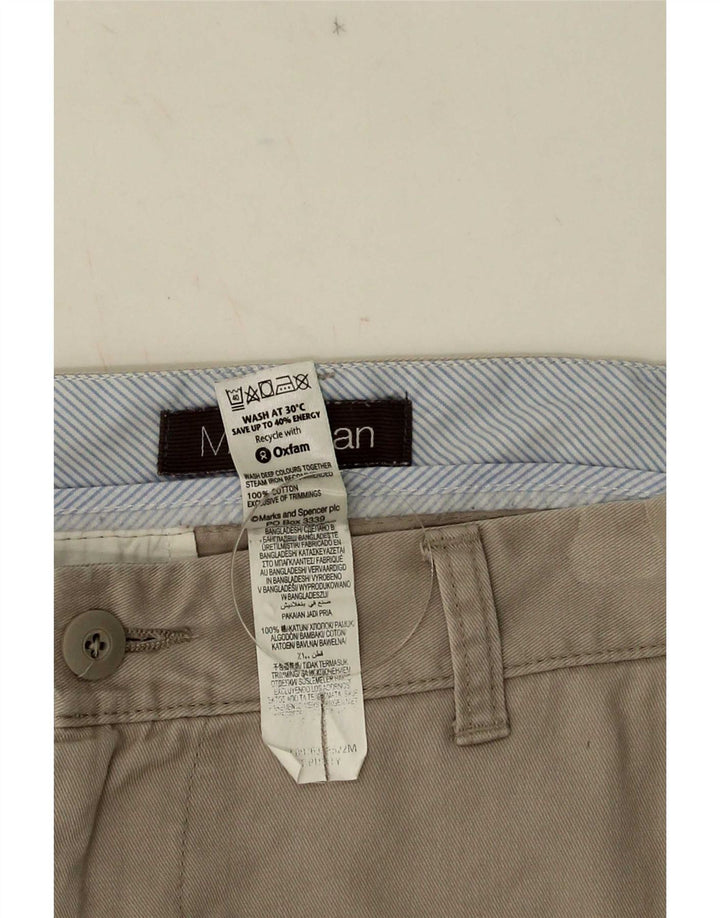 Shorts chino masculino Marks & Spencer W34 grande algodão bege