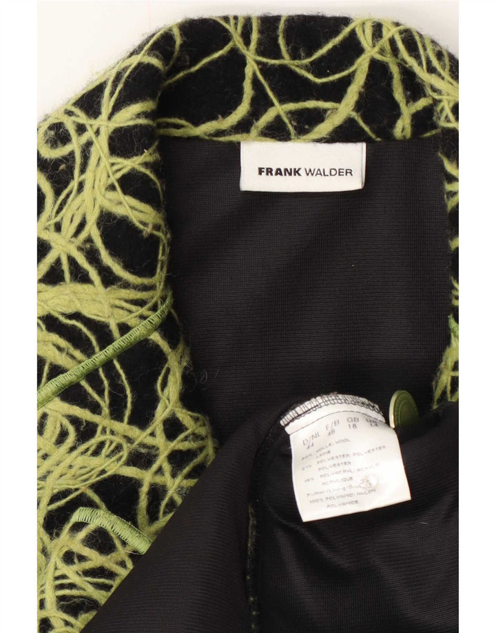 Jaqueta blazer feminina com padrão abstrato de 3 botões Reino Unido 18 XL lã verde