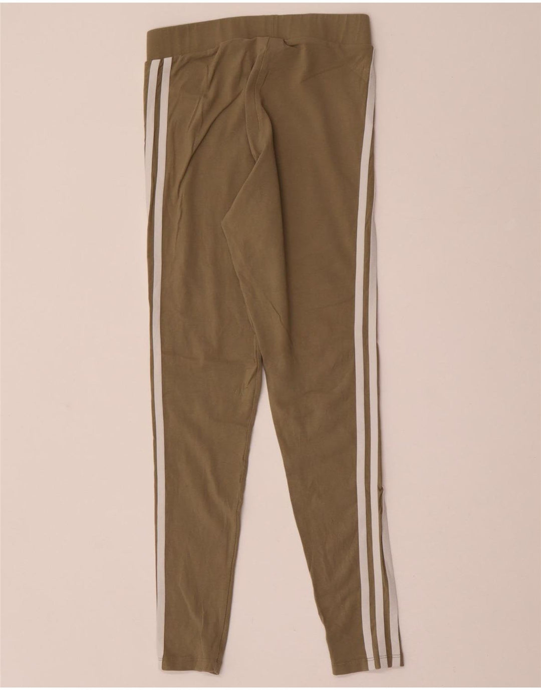ADIDAS Womens Leggings UK 8 Small Khaki Cotton