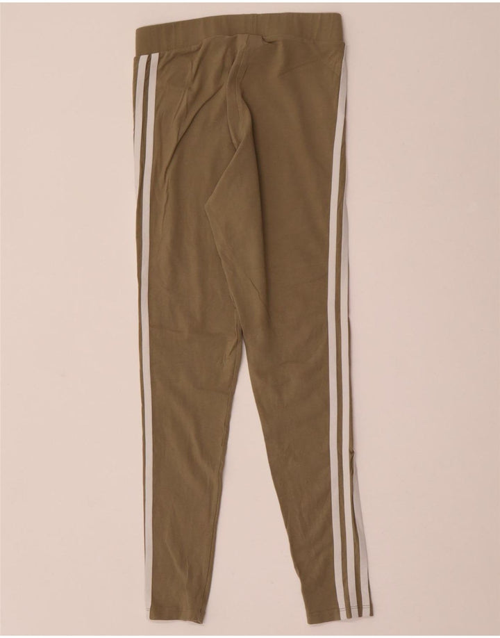 ADIDAS Womens Leggings UK 8 Small Khaki Cotton