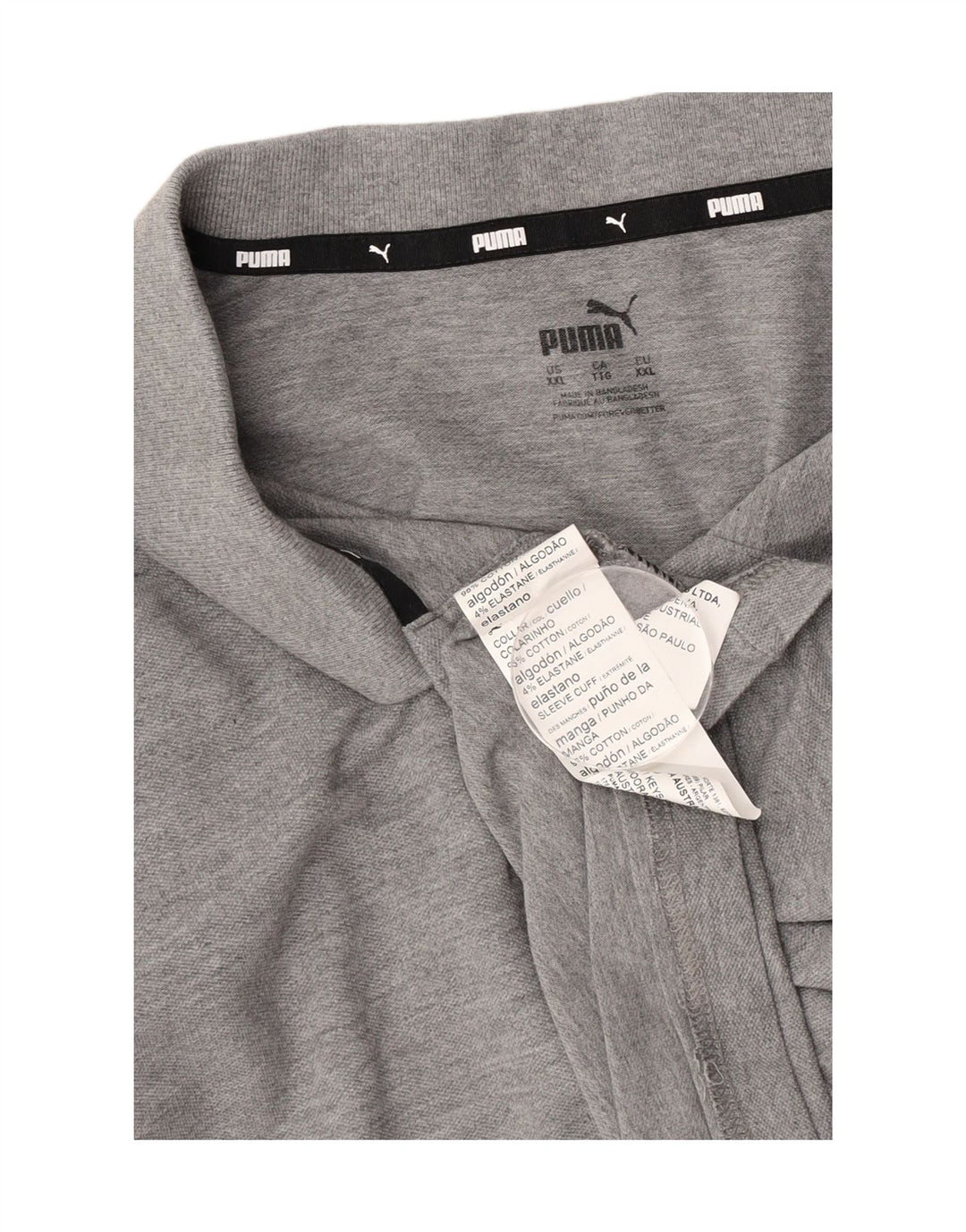 Camisa polo masculina Puma 2XL algodão manchado cinza