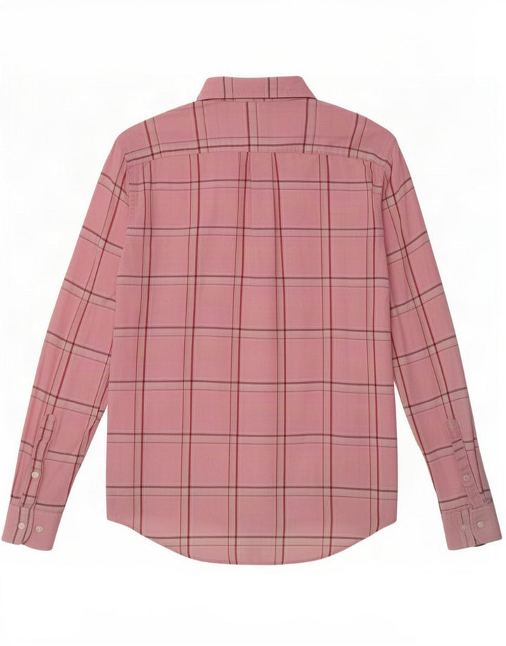 Camisa masculina Murphy & Nye de algodão xadrez rosa médio