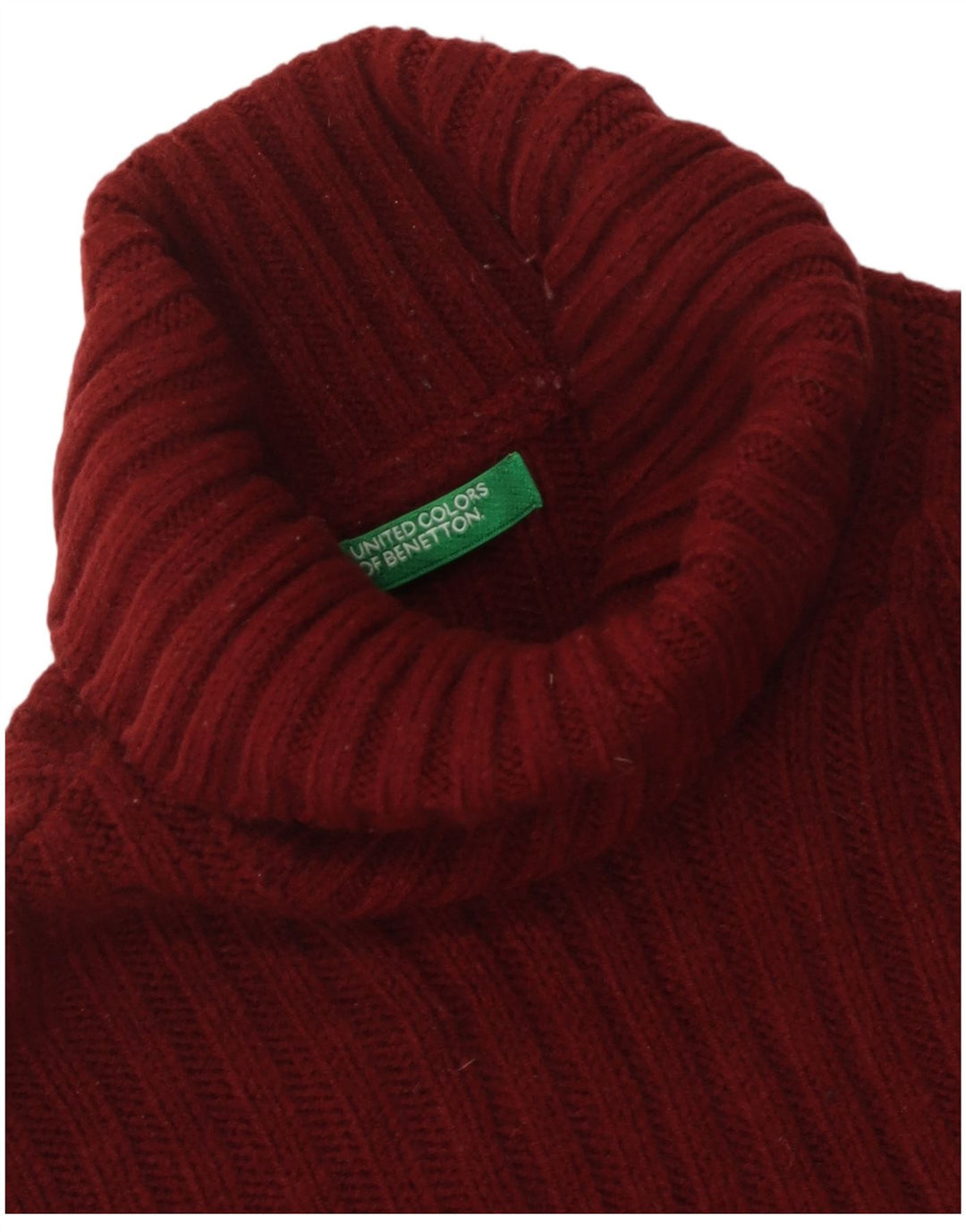 Suéter masculino Benetton com gola redonda e pequeno Borgonha
