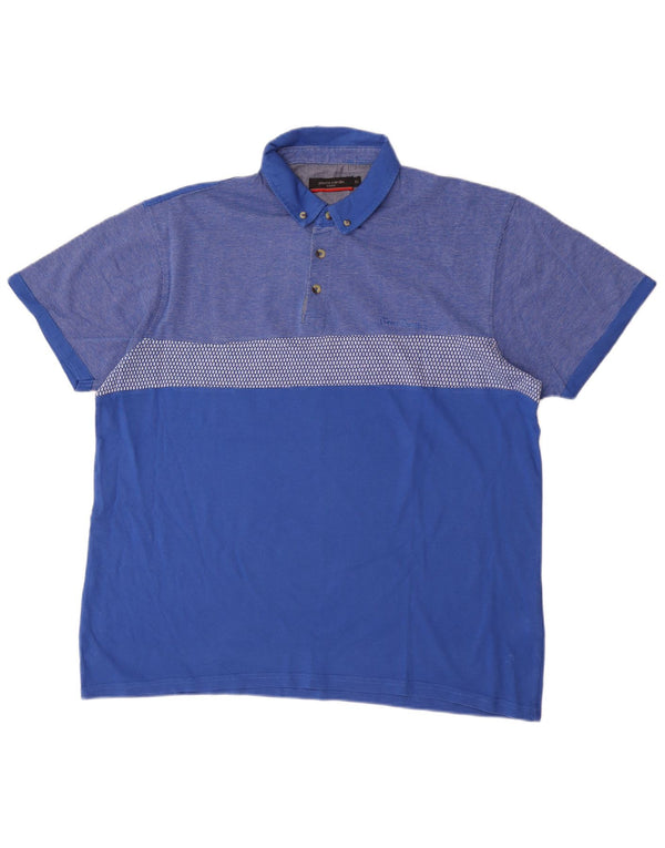 Camisa polo masculina Pierre Cardin XL azul colorblock algodão