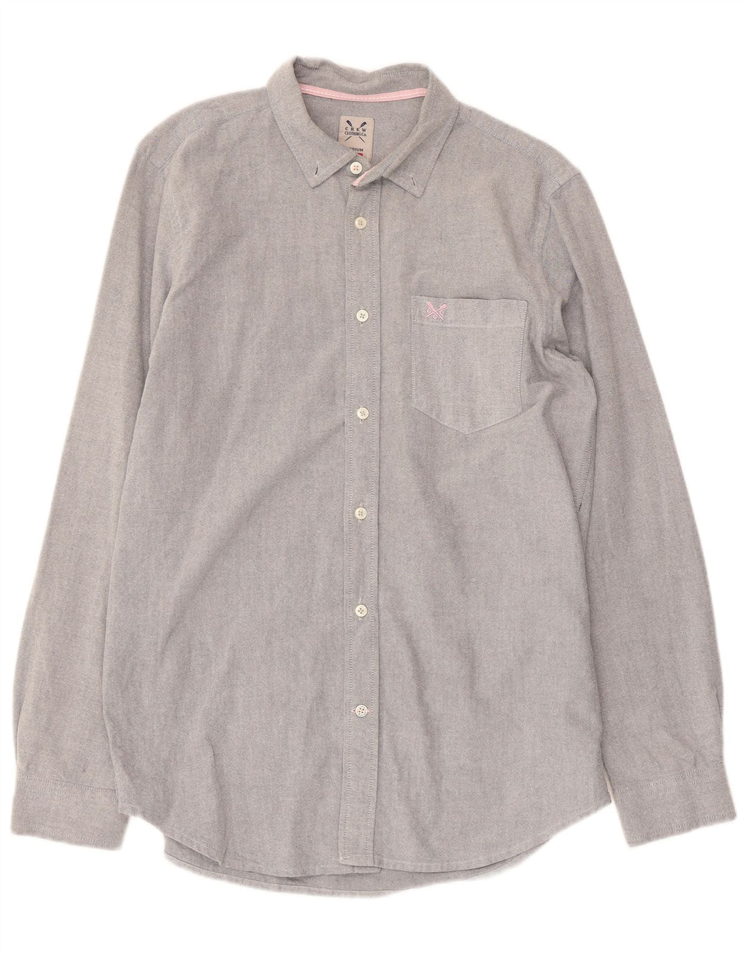 CREW CLOTHING Camisa masculina de algodão cinza médio