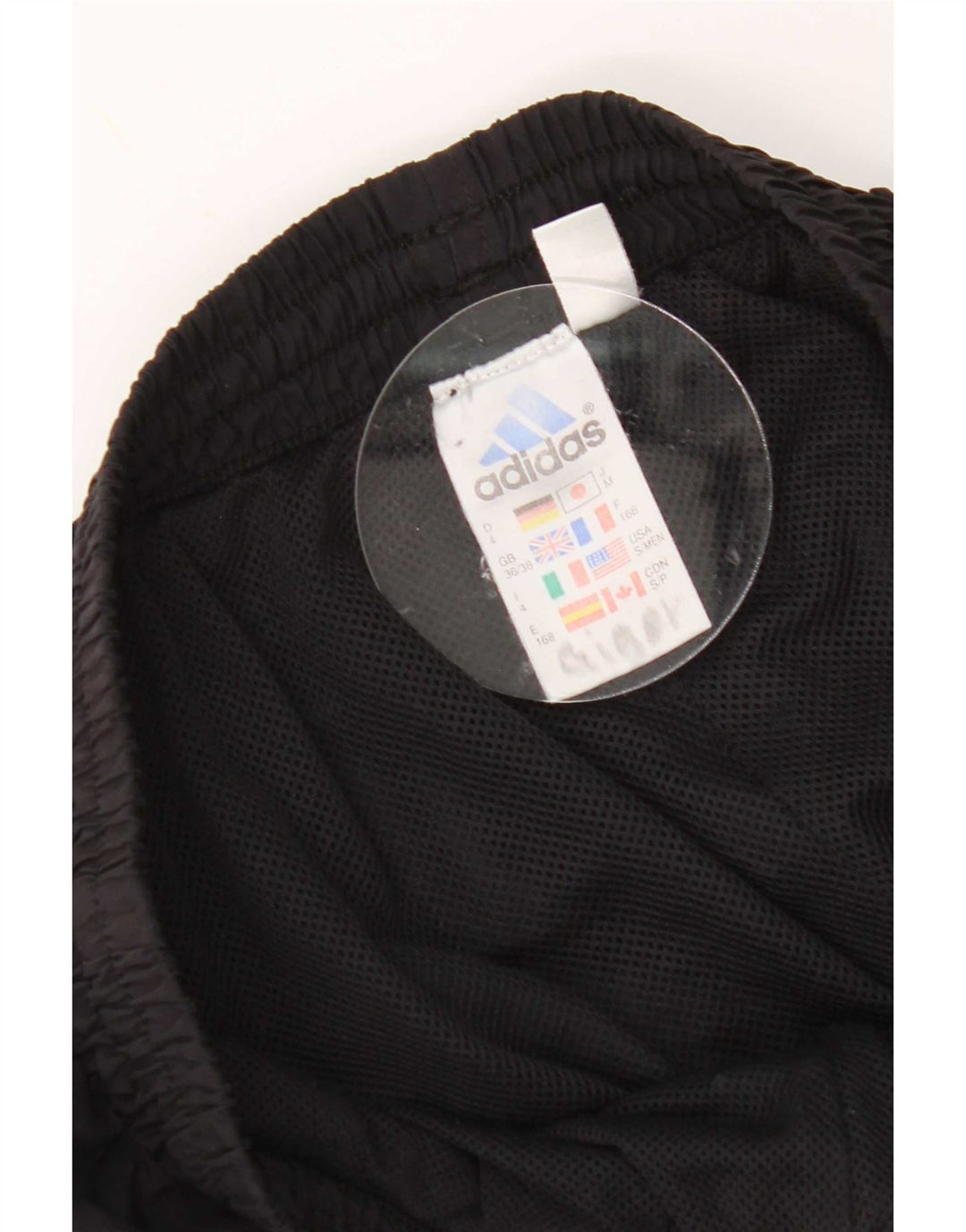 Calças de treino masculinas Adidas UK 36/38 poliéster preto pequeno
