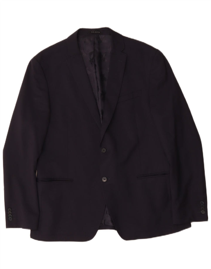 Jaqueta blazer masculina Ted Baker com 2 botões Slim Fit Reino Unido 44 2XL lã azul marinho