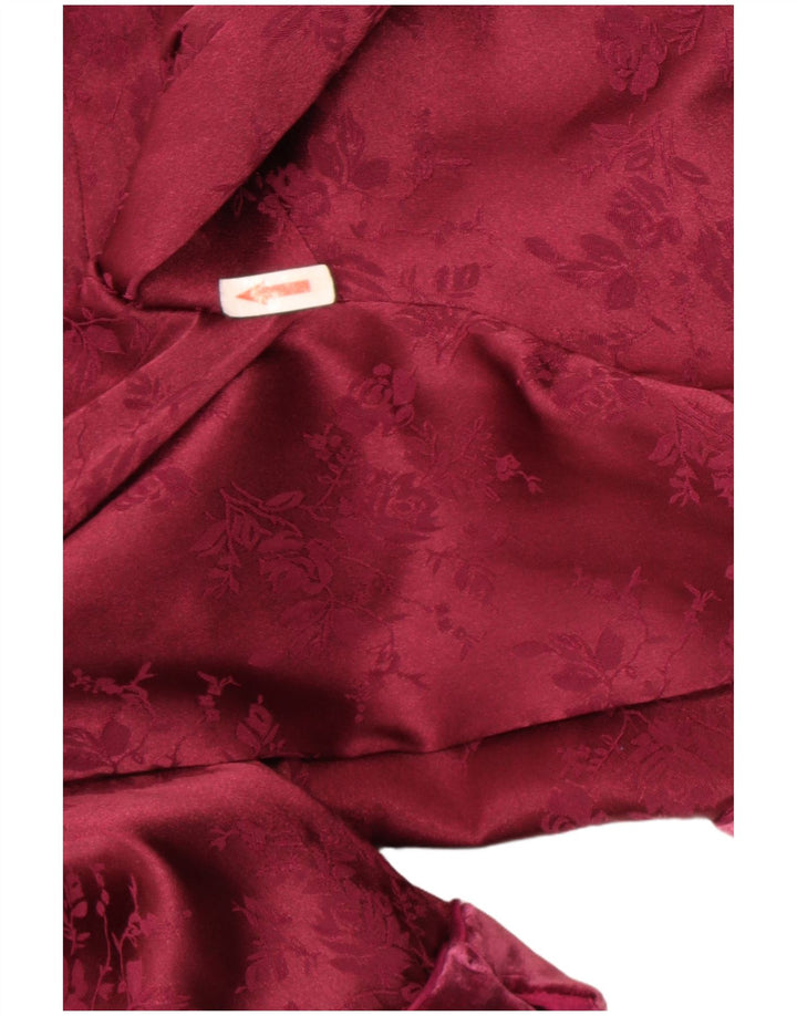 Blunauta Jaqueta blazer feminina oversized com 3 botões IT 38 XS Borgonha floral