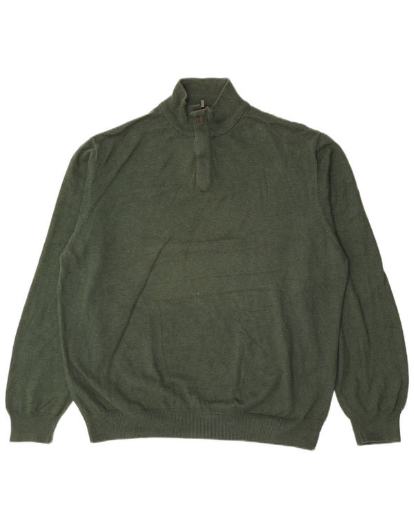 Suéter masculino Massimo Dutti com zíper e gola 2XL algodão verde
