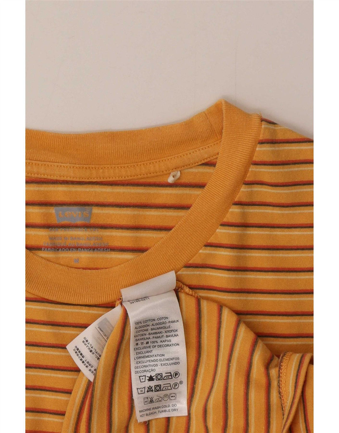 Camiseta feminina Levi's Top UK 12 algodão listrado laranja médio