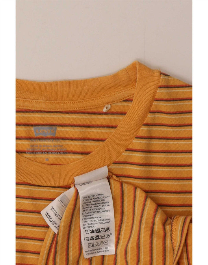 Camiseta feminina Levi's Top UK 12 algodão listrado laranja médio