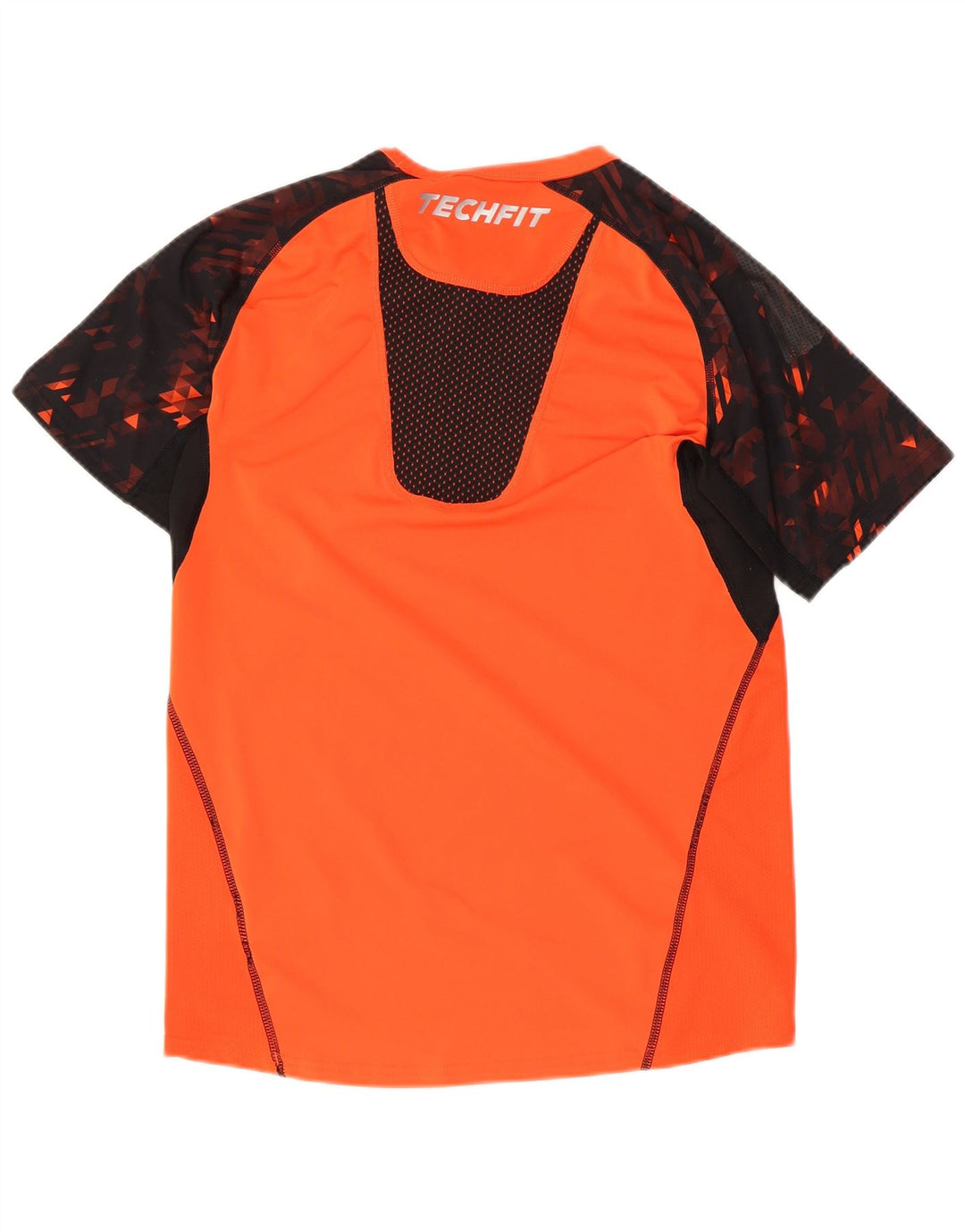 Adidas Mens Tech Fit Camiseta Top Pequeno Laranja Colorblock Poliéster