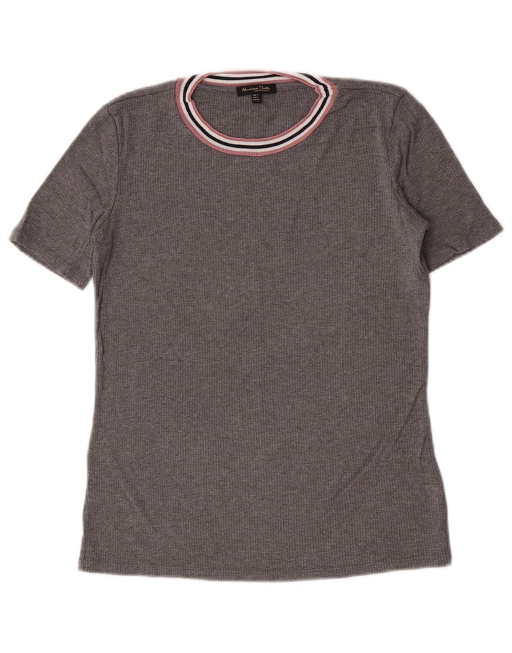 Camiseta feminina Massimo Dutti UK 10 pequena cinza