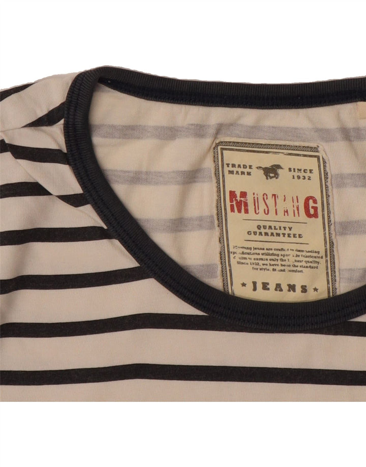 MUSTANG Mens T-Shirt Top Small Off White Striped Vintage Mustang and Second-Hand Mustang from Messina Hembry 
