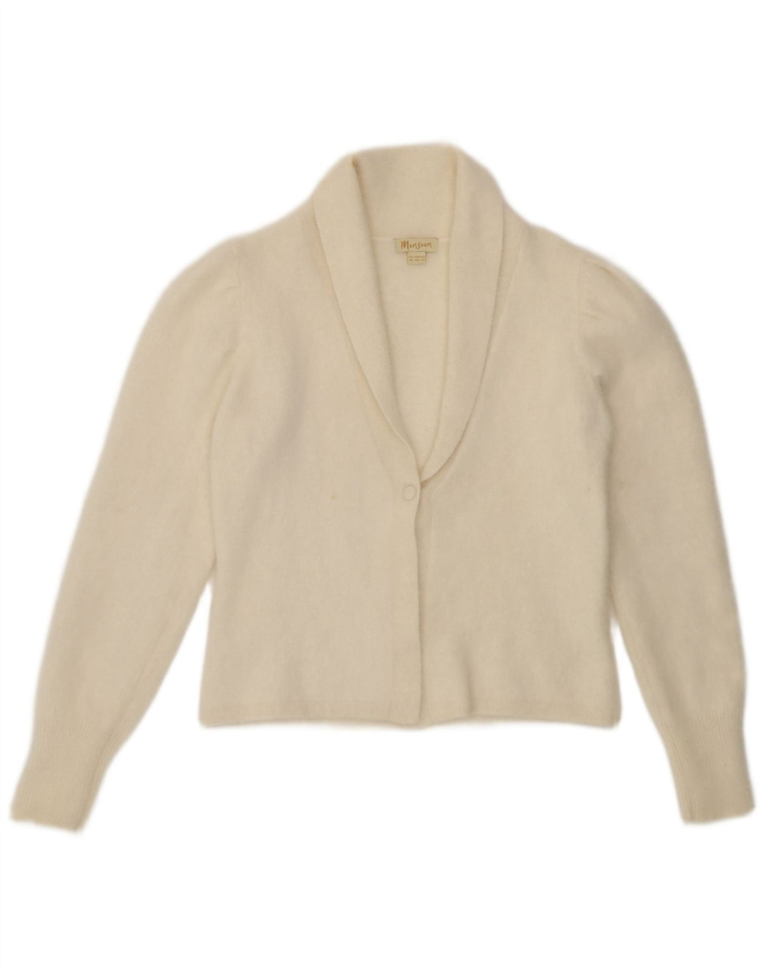 Monsoon Bolero Jumper feminino Reino Unido 16 grande angorá branco