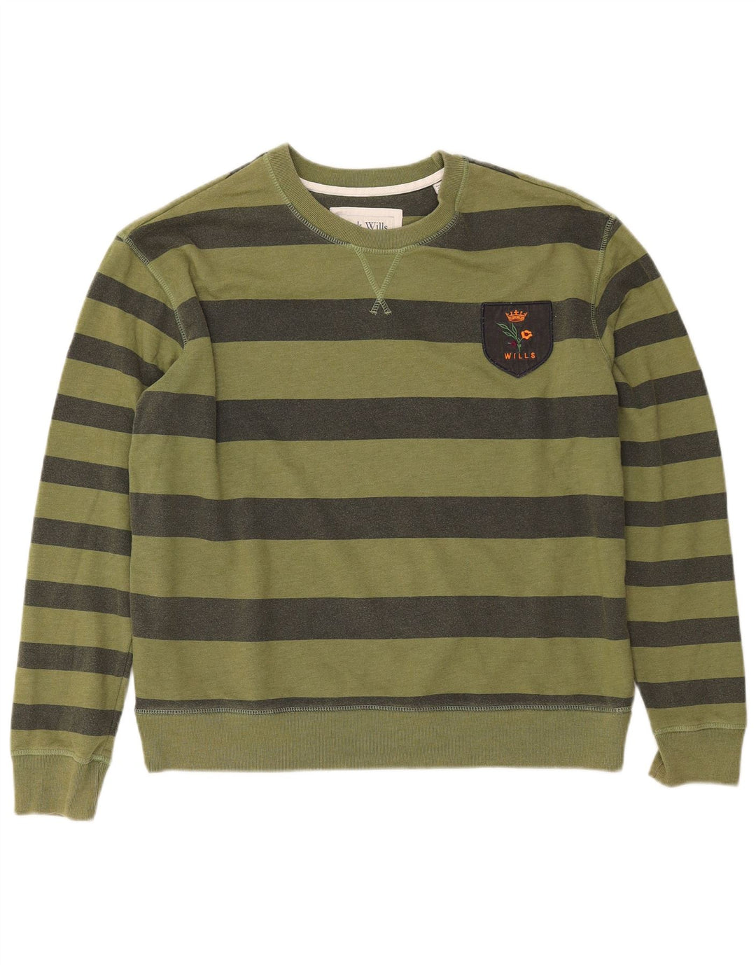 JACK WILLS Suéter feminino oversized Reino Unido 14 grande listrado cáqui