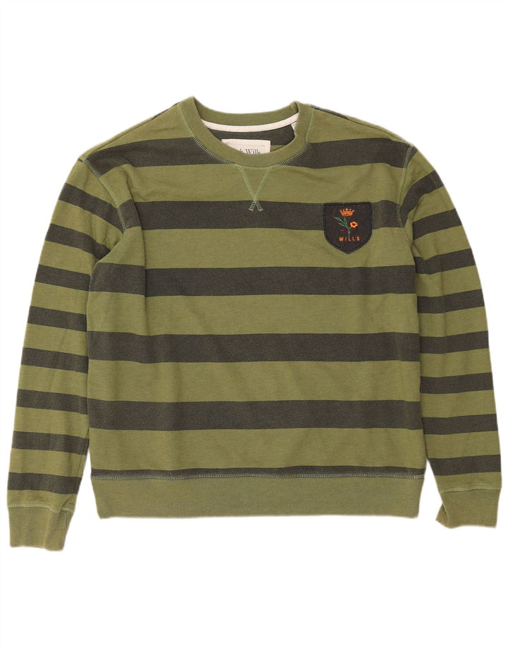 JACK WILLS Suéter feminino oversized Reino Unido 14 grande listrado cáqui