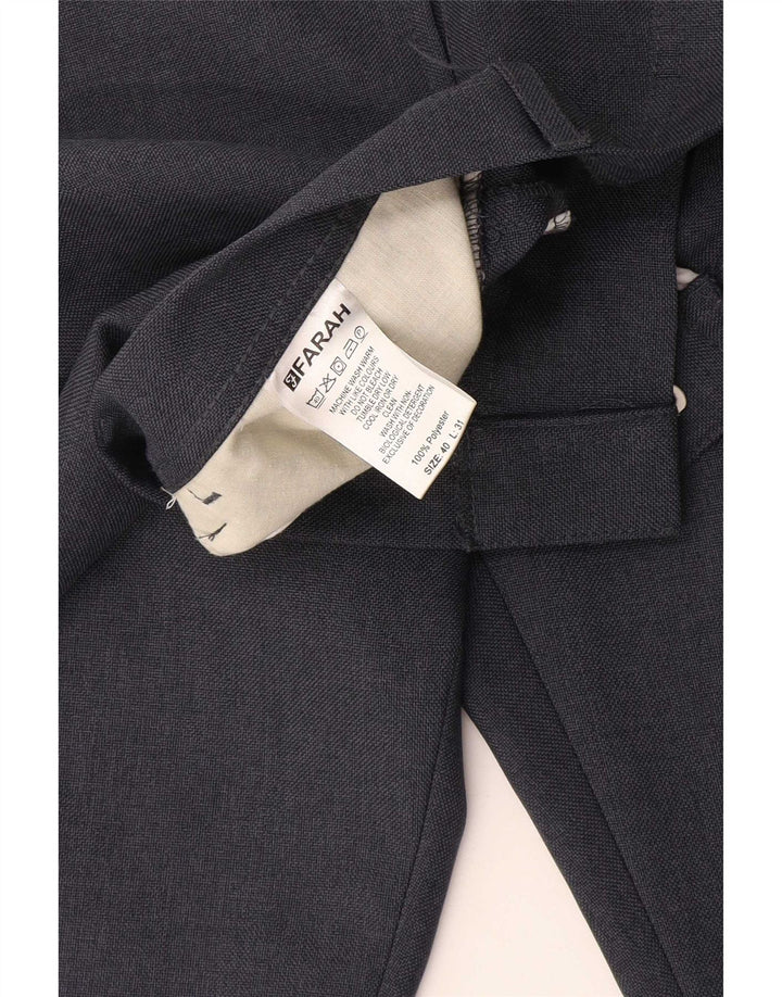 Calça masculina reta casual Farah W40 L31 poliéster azul marinho