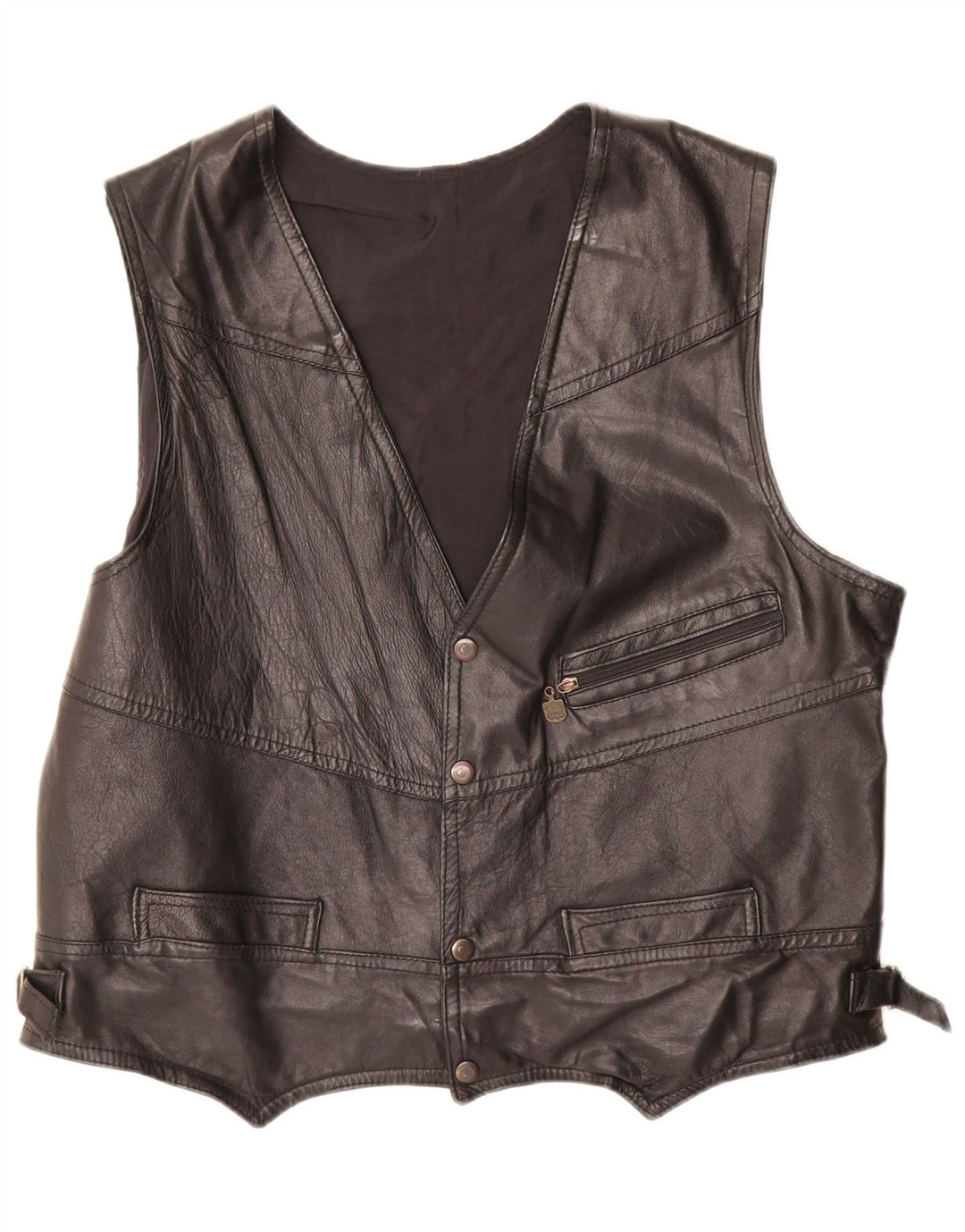 Colete de couro masculino VINTAGE grande preto
