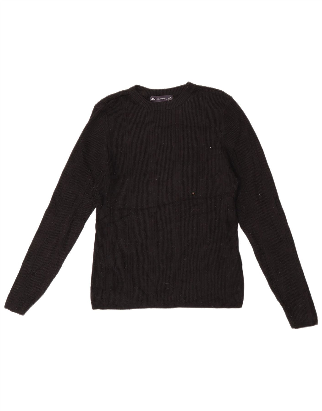Suéter feminino Marks & Spencer com gola canoa e viscose preta média Reino Unido 12