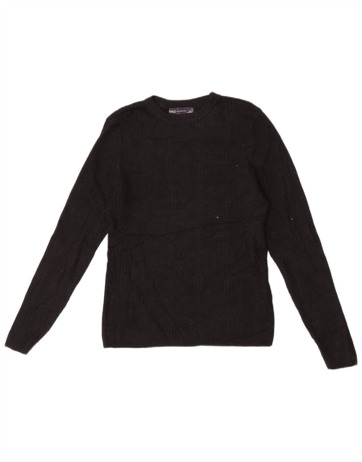 Suéter feminino Marks & Spencer com gola canoa e viscose preta média Reino Unido 12