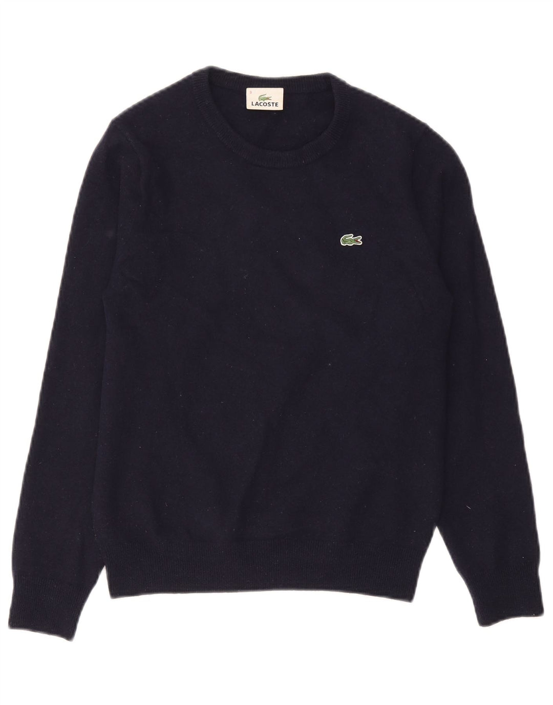 Suéter masculino Lacoste com gola redonda, tamanho 3, pequeno, azul marinho, lã nova
