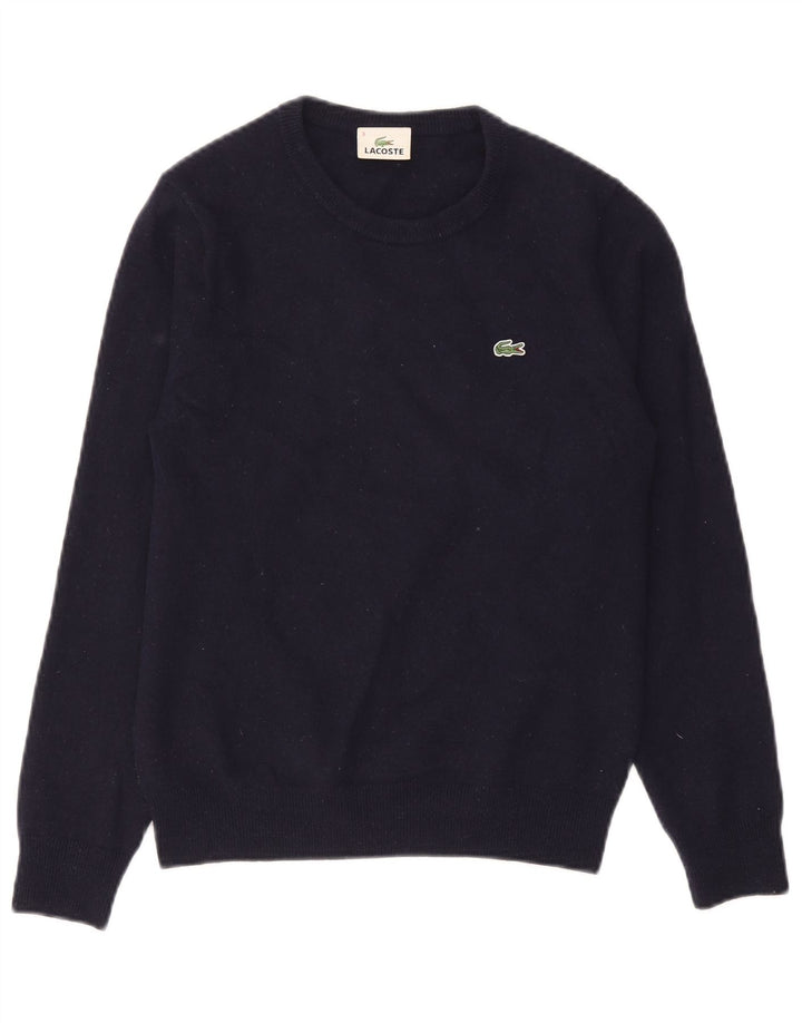 Suéter masculino Lacoste com gola redonda, tamanho 3, pequeno, azul marinho, lã nova