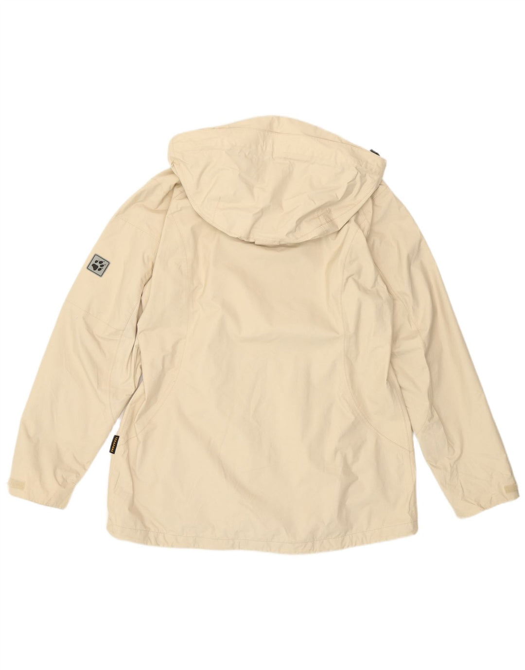 Jaqueta de chuva feminina com capuz Jack Wolfskin UK 16 grande off white poliamida